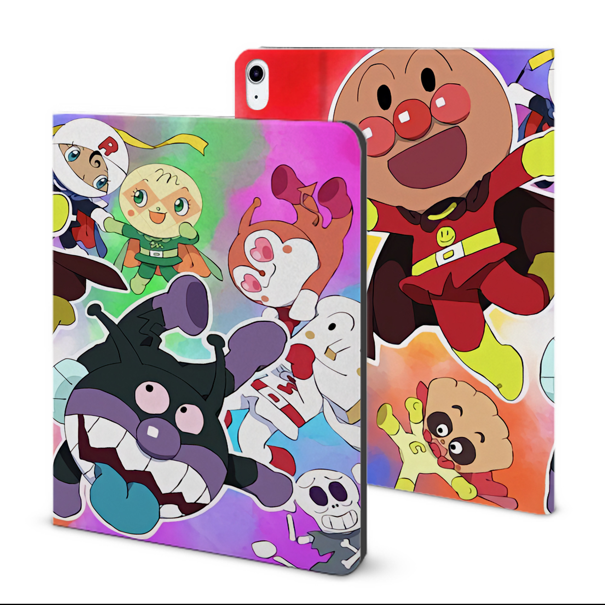 （画像用） アンパンマン Anpanman IPad ケース ブック型 PUレザー TPU 耐衝撃 軽量 薄型 ペン収納なし 全面保護 IPad 各モデル対応
